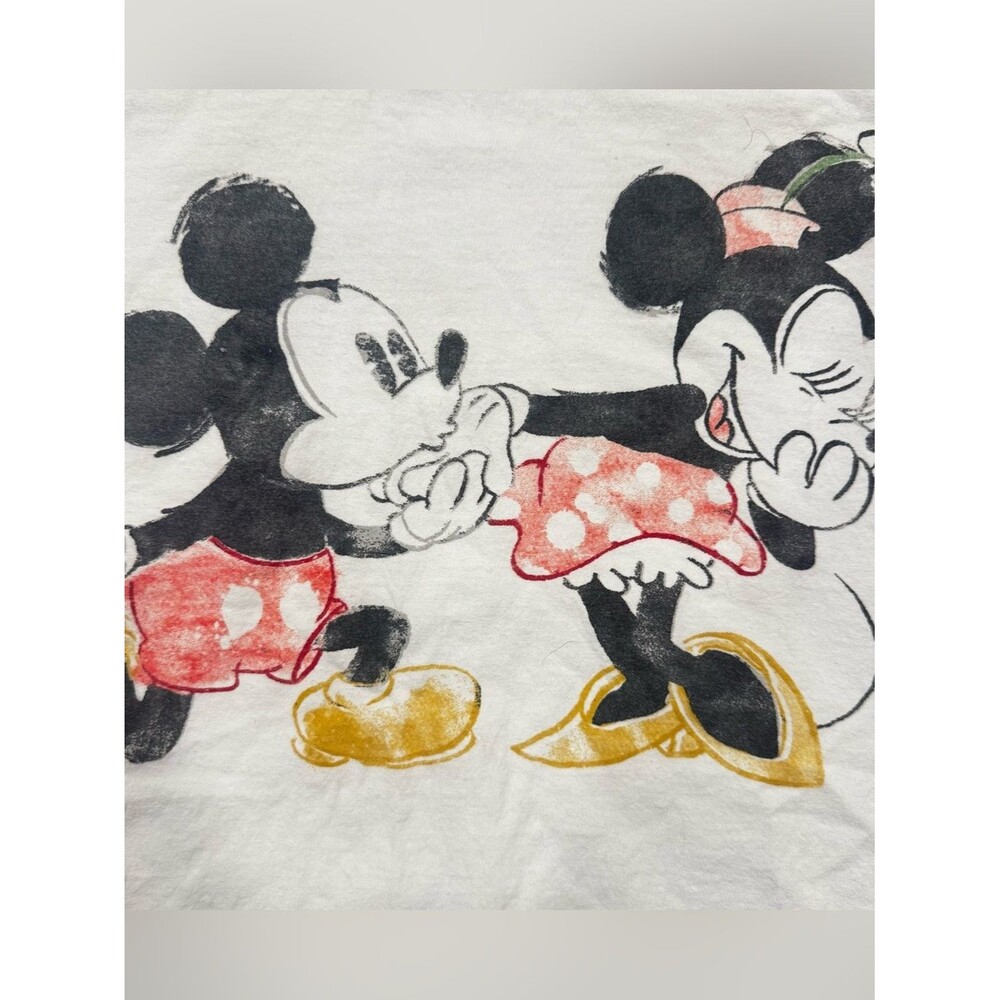 Disney White Mickey & Minnie Graphic Tee | Women's Medium - Picture 2 of 8